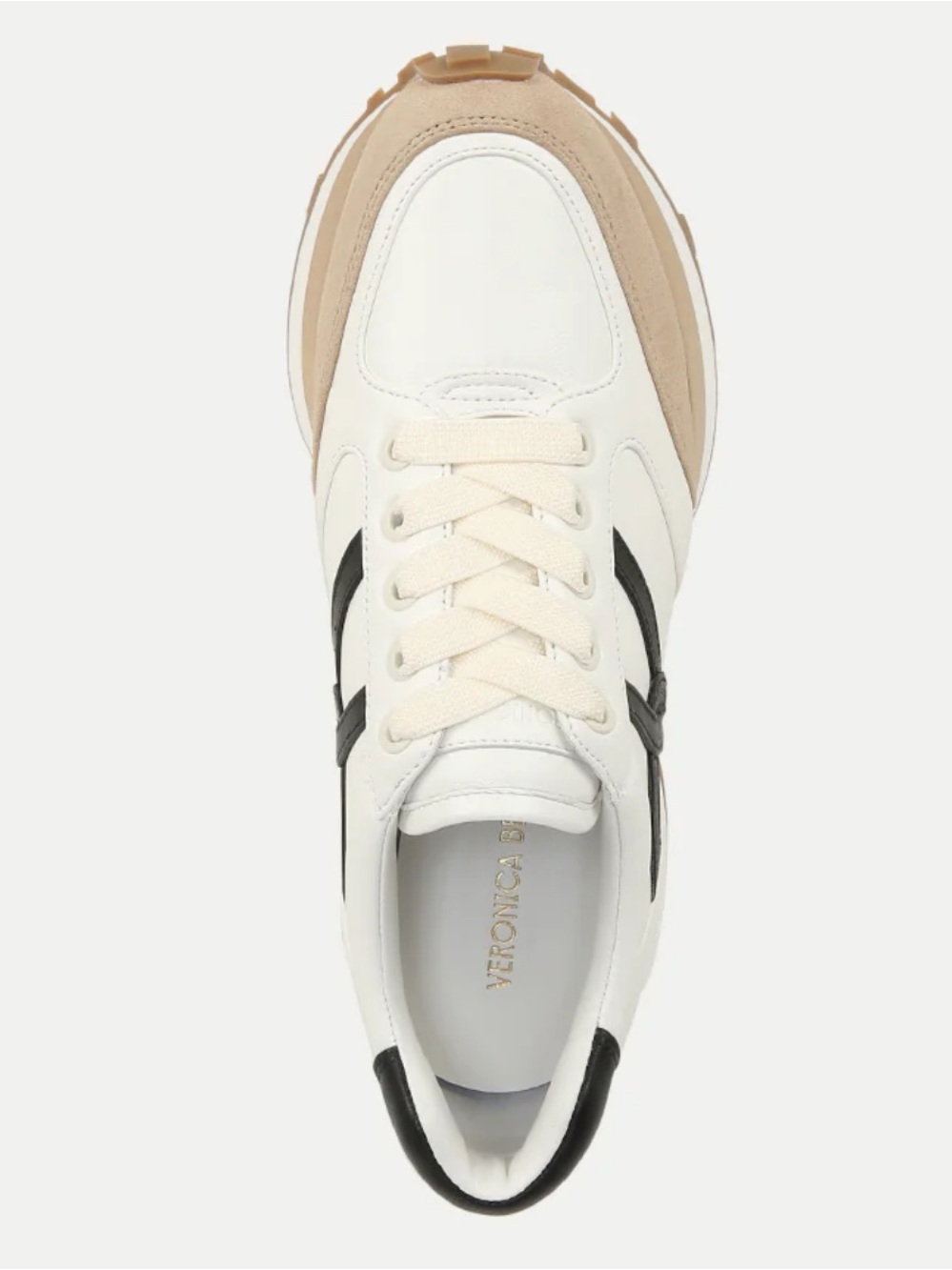 Veronica Beard White and Beige Sneakers with Black Accent - Picture 3 of 5